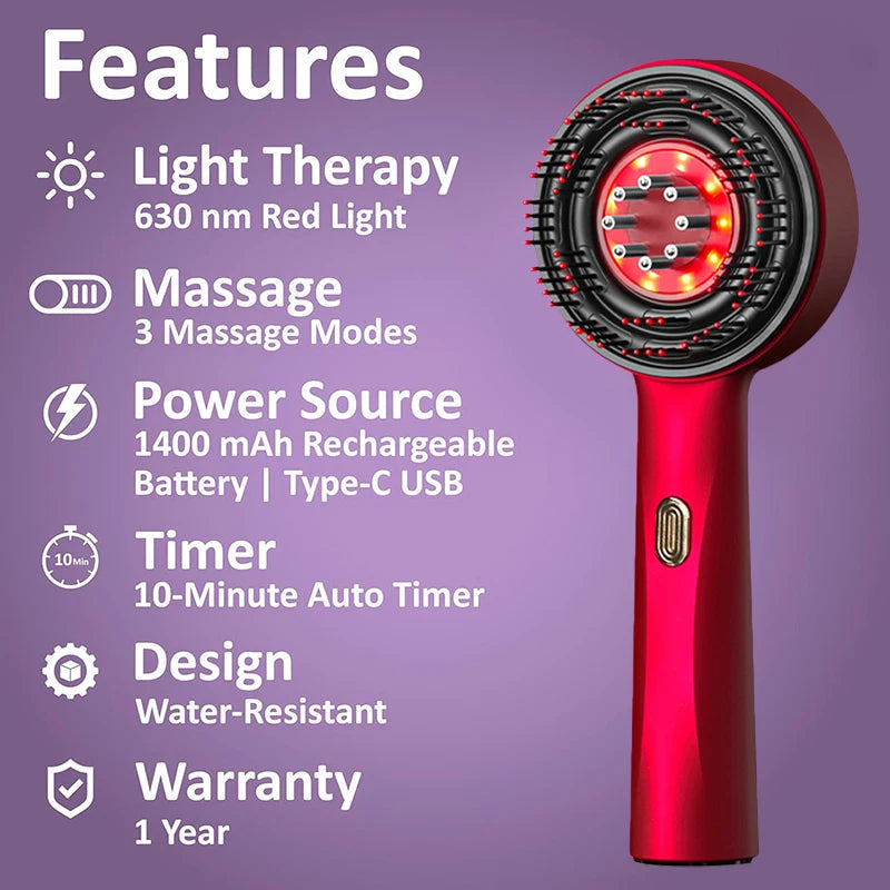 Brosse Stimulante Cuir Chevelu LED & Sérum